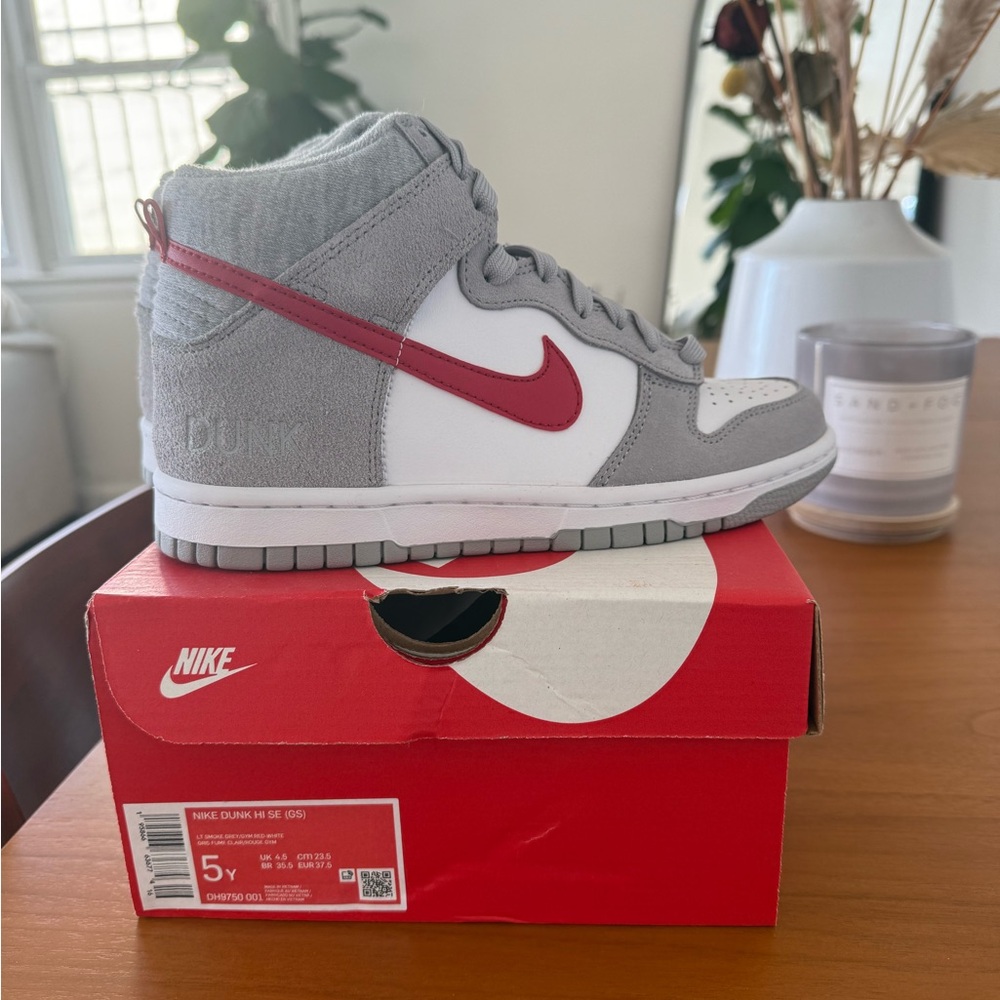 Nike Gray and Red High-Top Sneakers